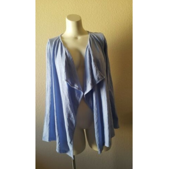 Mod-O-Doc Draped Knit Open Front Cardigan Sweater M Blue New - Picture 1 of 6